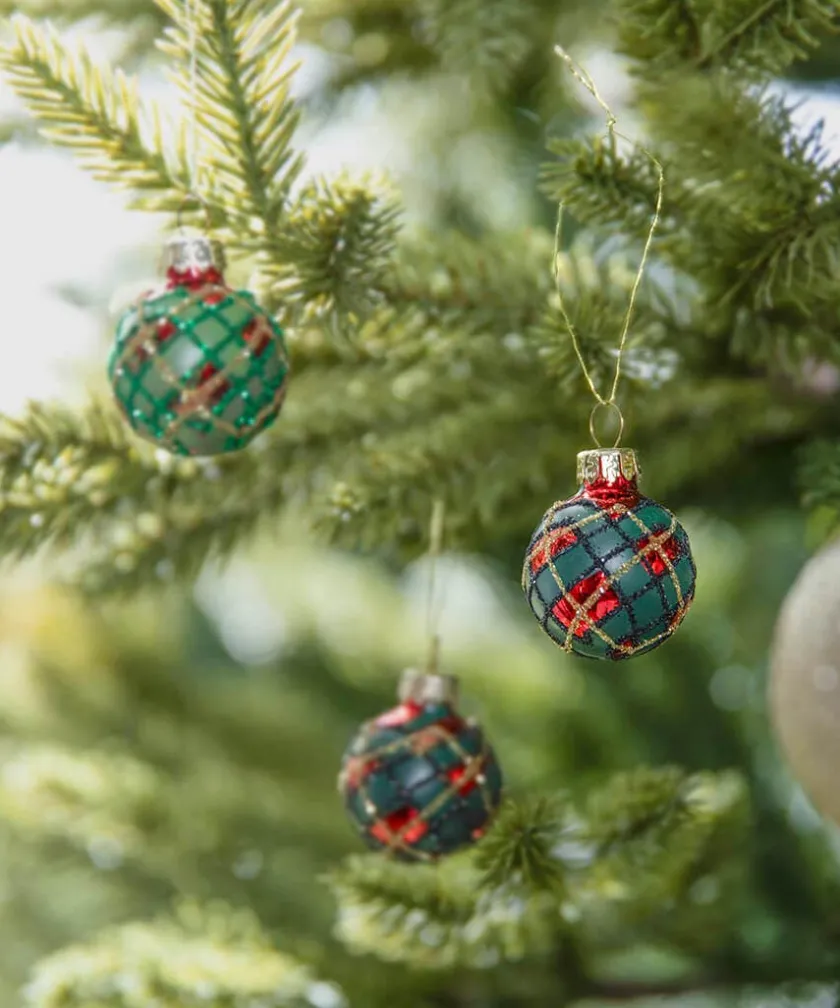 Joe Browns Set Of 12 Traditional Tartan Baubles- Home Accessories|Christmas Homeware