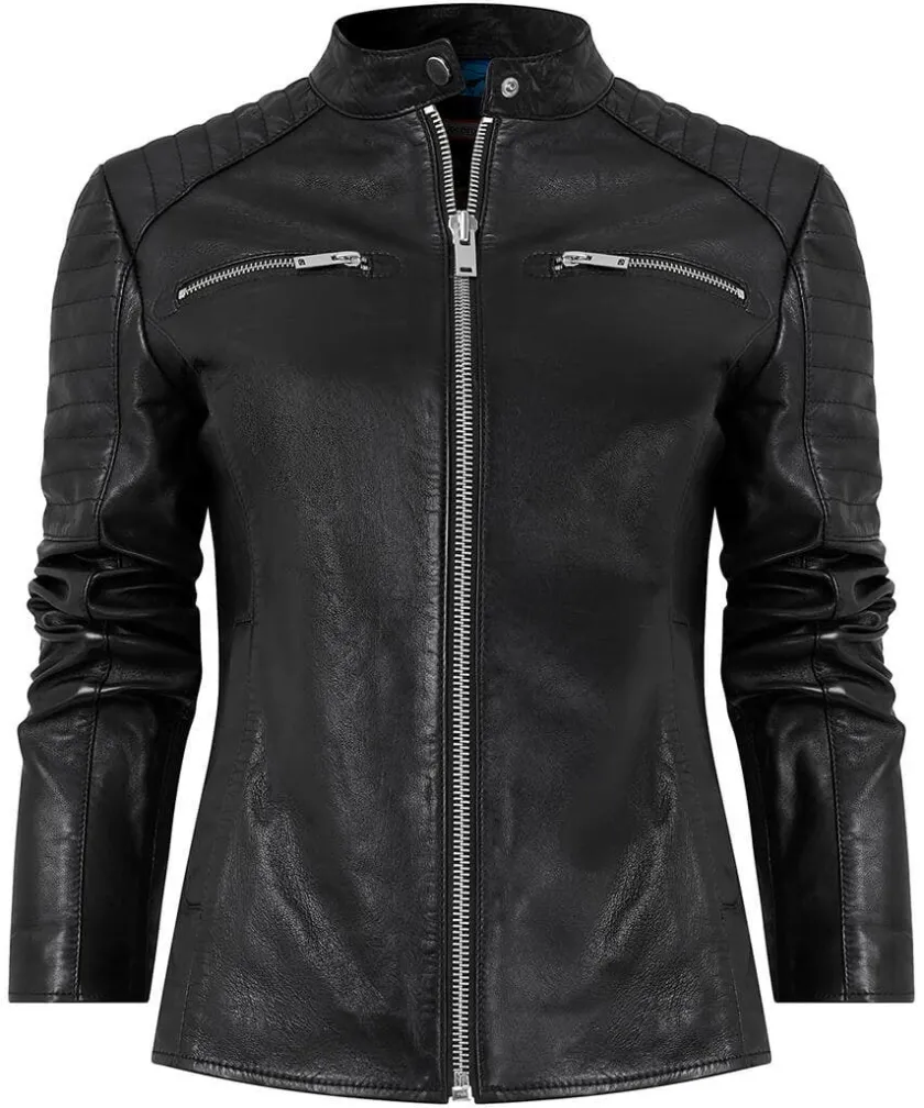 Joe Browns Victoria Zip Up Leather Biker Jacket-Women Leather Jackets|Coats & Jackets