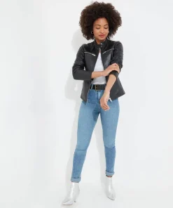 Joe Browns Victoria Zip Up Leather Biker Jacket-Women Leather Jackets|Coats & Jackets